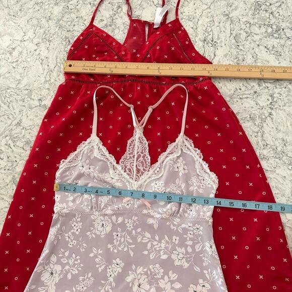Women’s Sleep Chemise Gown Size XS/S Red Purple Floral Silky - Picture 8 of 11